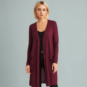 2/$30 ZARA Duster Cardigan V-Neck Pockets Purple Medium #8727